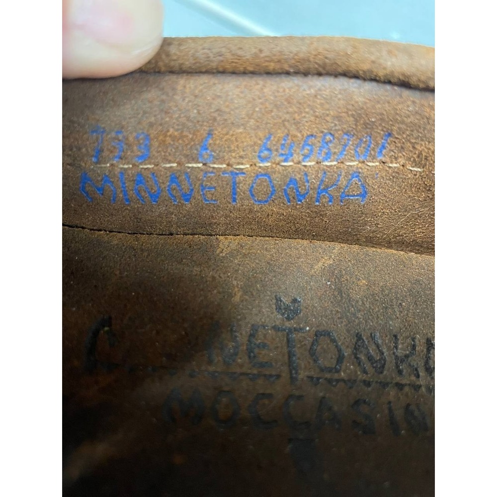 Minnetonka Moccasin Womens 6m Slip On Brown Leather Driving Loafers - Picture 5 of 9